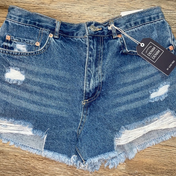 Love Tree Pants - Denim Shorts-Distressed